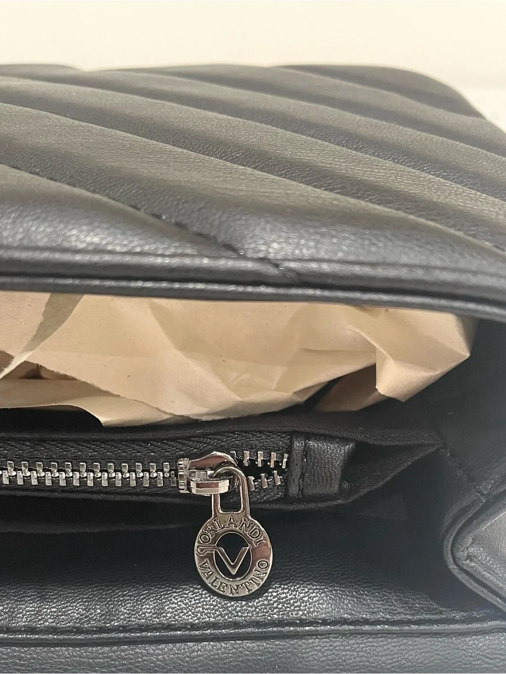 Valentino Orlandi Black Quilted Vegan Leather Crossbody Bag